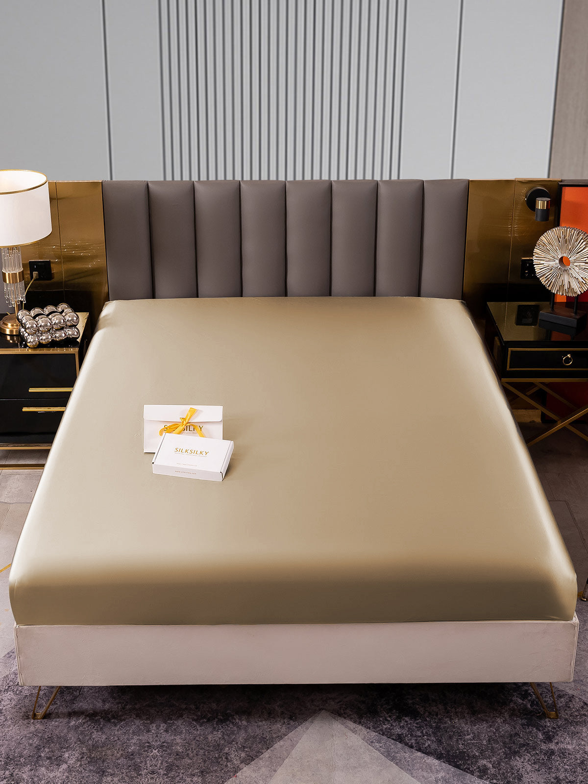 [Beige] SilkSilky-FI 22Momme Pure Silk Sheet 001