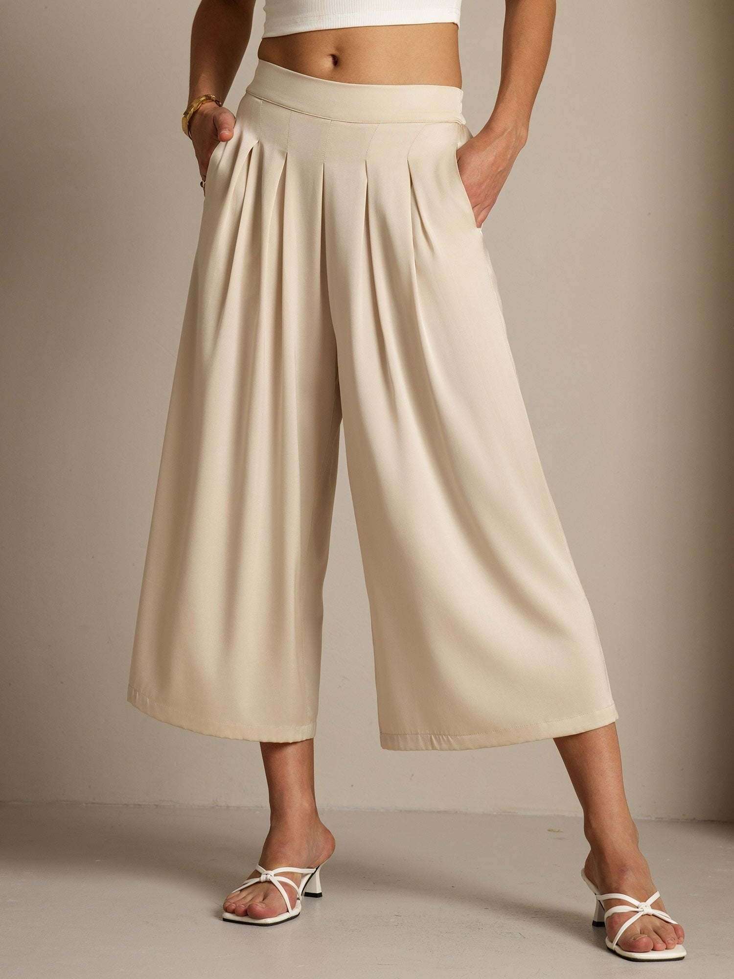 [Beige] SilkSilky-FI 19Momme Womens Pants 001