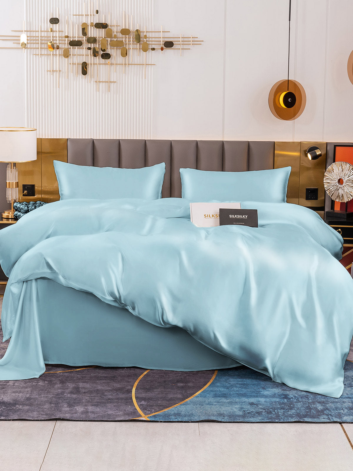 [Vaaleansininen] SilkSilky-FI 19Momme Bedding Set 003