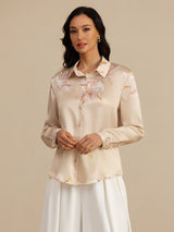 [Samppanja] SilkSilky-FI Long Sleeve Lapel Collar Naisten paita 004