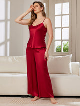 [Viini] SilkSilky-FI Spagettihihna V Pääntie Camisole Setti 004