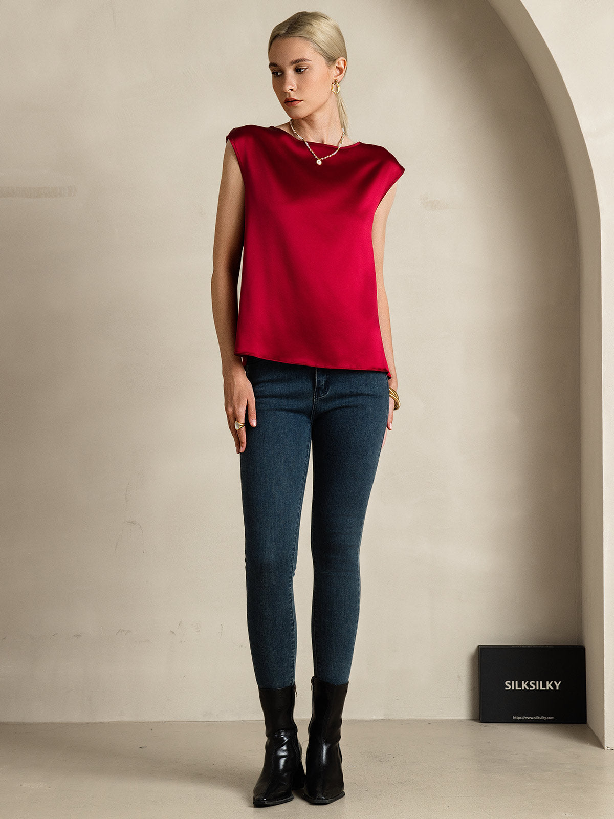 [Viini] SilkSilky-FI 19Momme Womens T-Shirt 007
