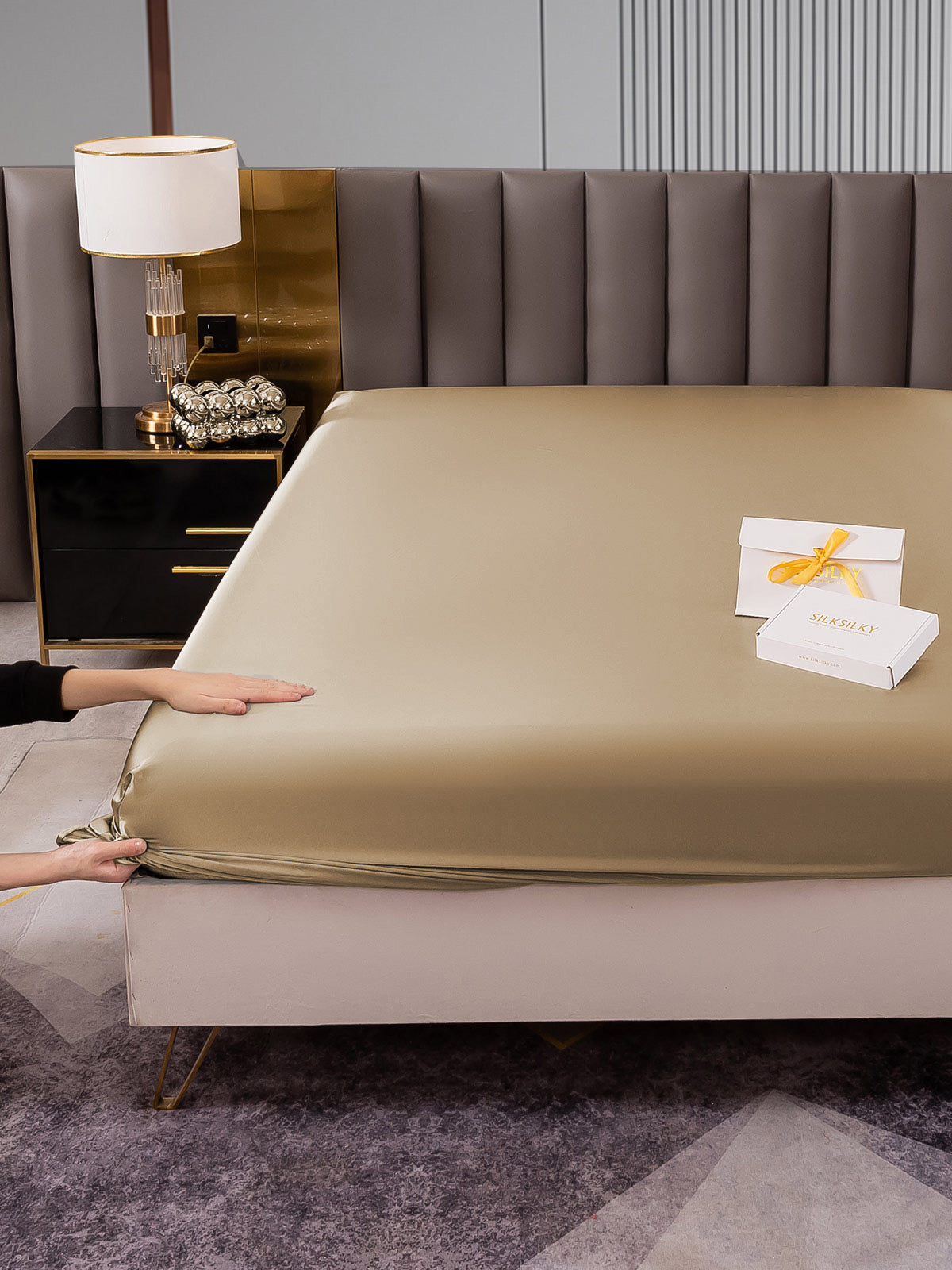[Beige] SilkSilky-FI 22Momme Pure Silk Sheet 006