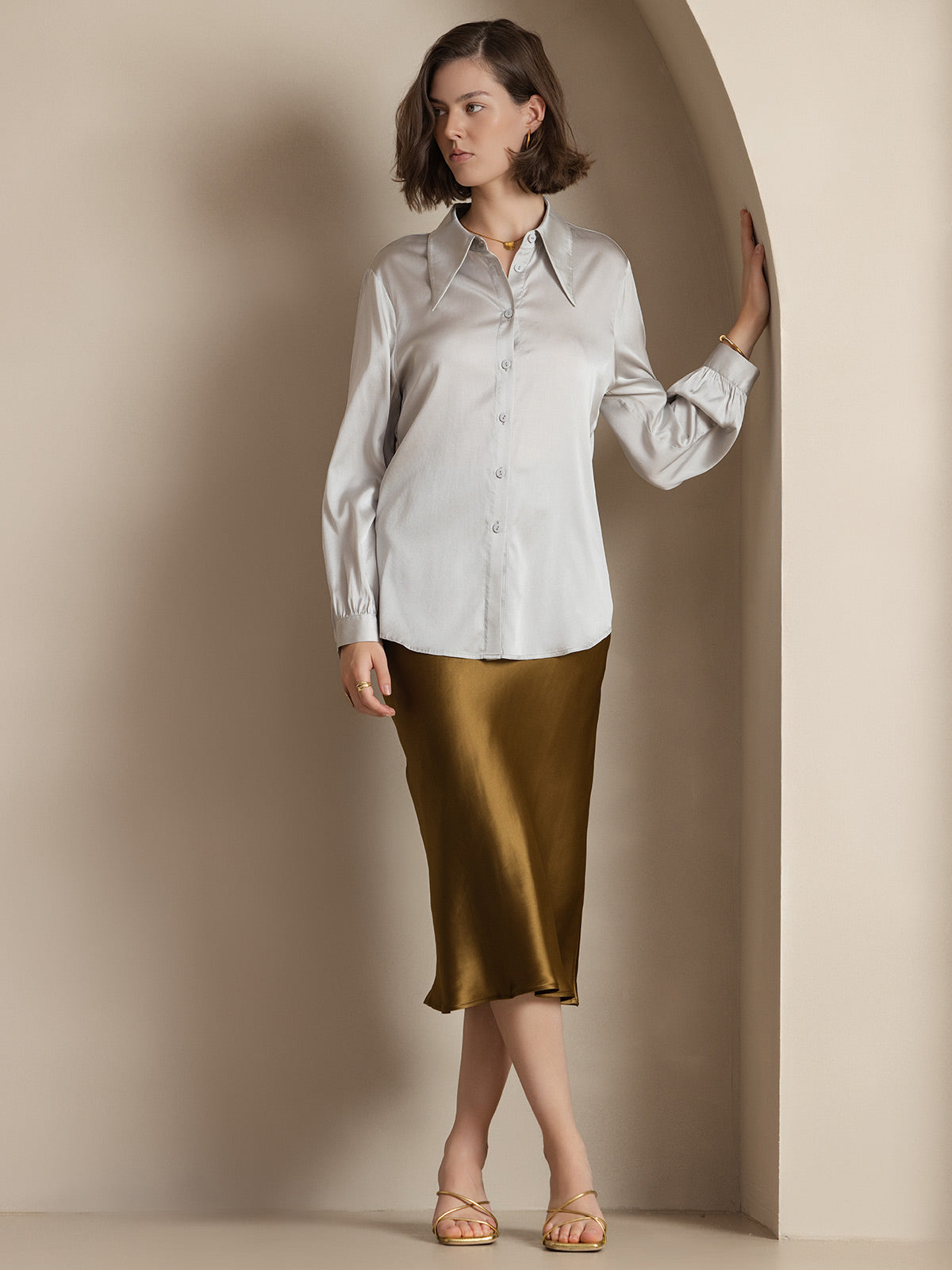 [Ruskea] SilkSilky-FI 19Momme Pure Silk Skirt 004