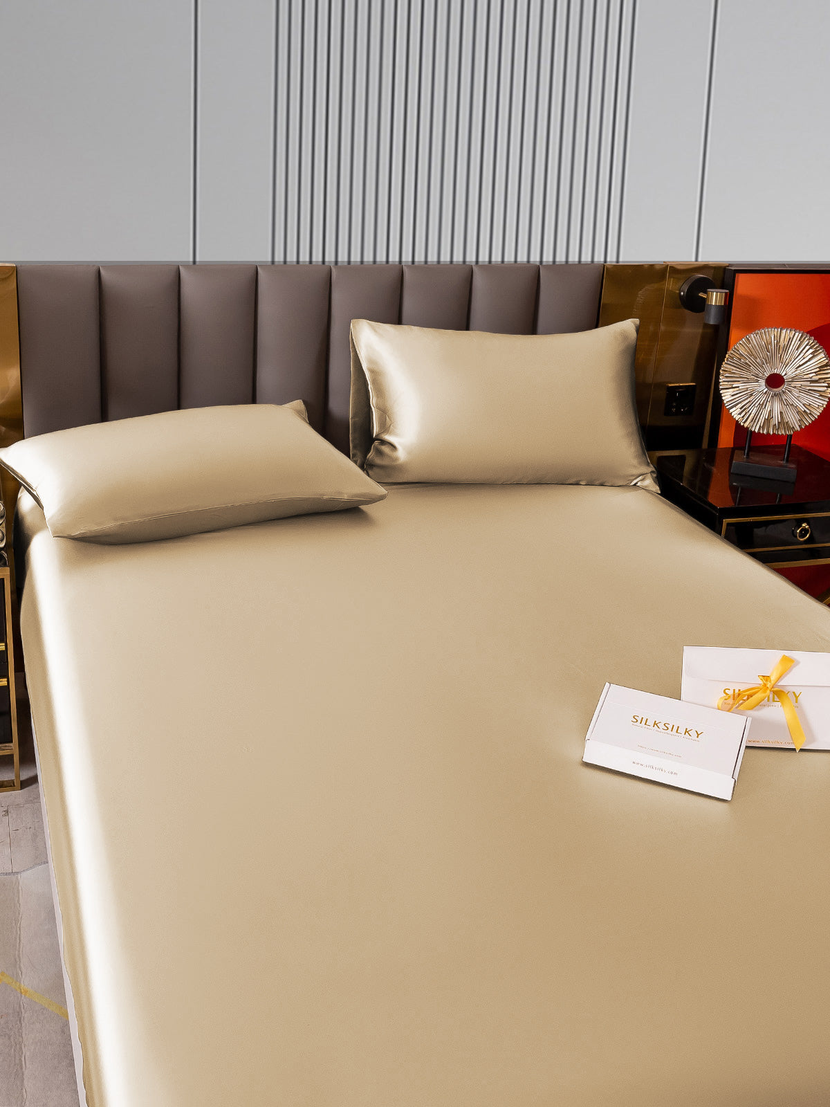 [Beige] SilkSilky-FI 22Momme Bedding Set 005
