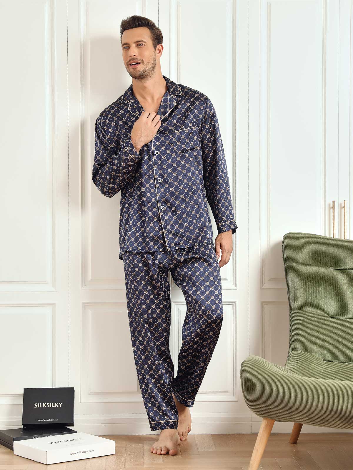 [Laivasto Ketju] SilkSilky-FI 19Momme Mens Pajamas 005