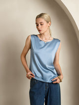 [Harmaansininen] SilkSilky-FI Sleeveless Round Neck Camisole Top 003
