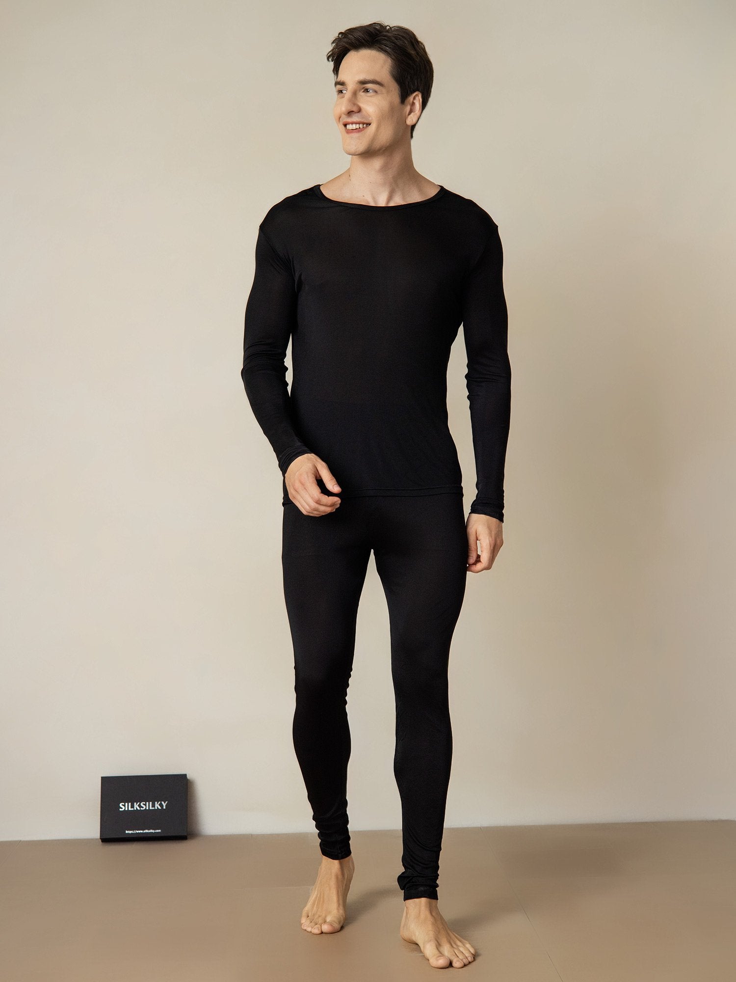 [Musta] SilkSilky-FI Mens Pajamas 003