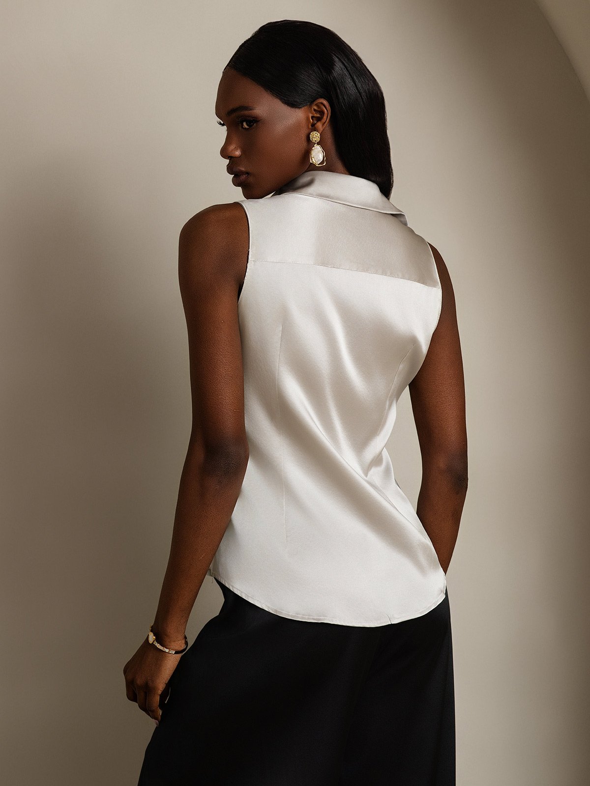 SilkSilky-FI 19Momme Womens Shirt VaaleanHarmaa 002