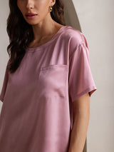 [Vaalean Mauve] SilkSilky-FI Short Sleeve Round Neck Naisten Pyjamat 009