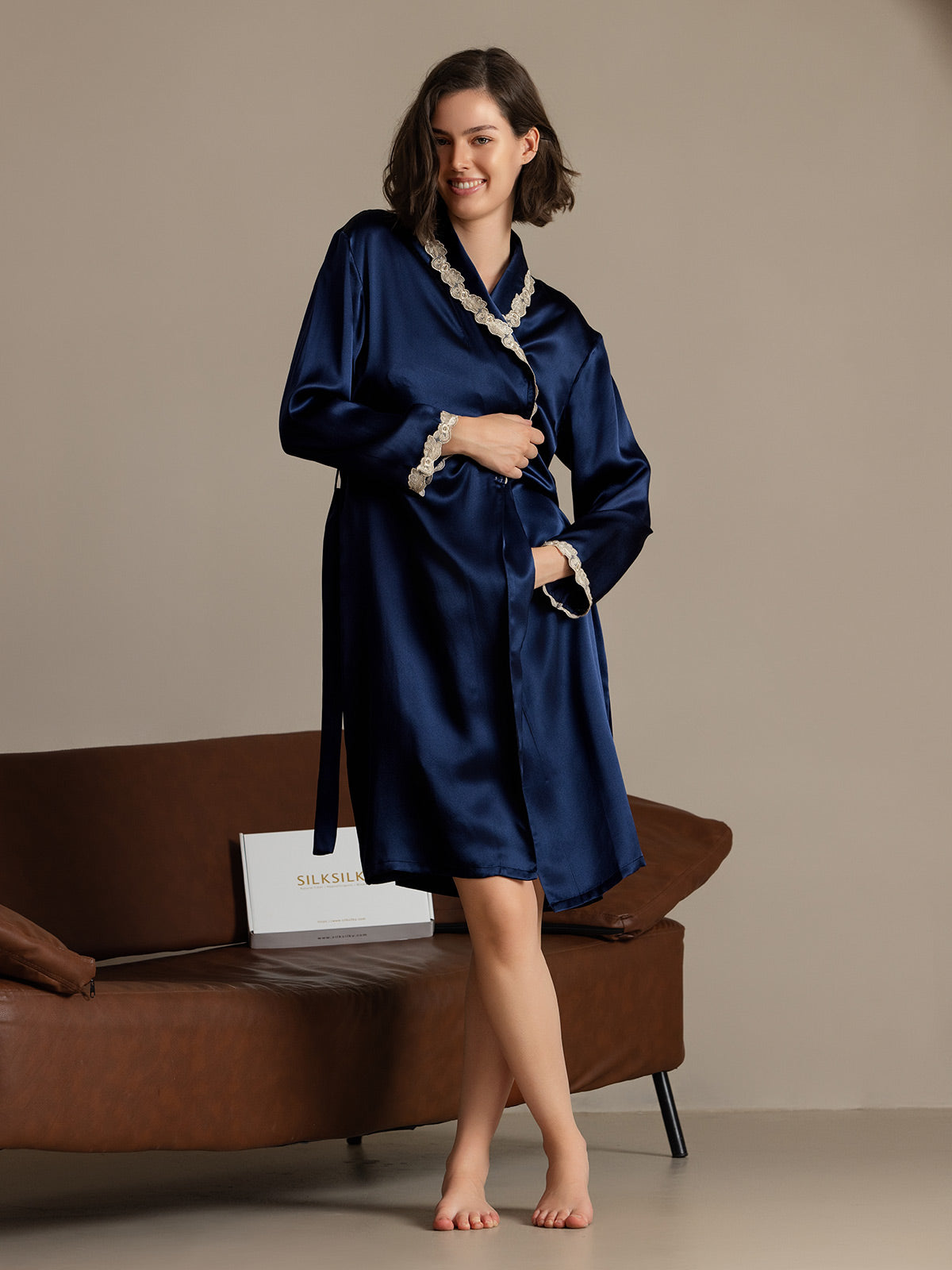 SilkSilky-FI Womens Robe Tummansininen 004