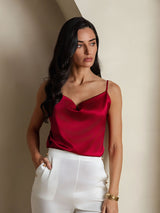 [Viini] SilkSilky-FI Spaghetti Strap Cowl Neck Camisole Top 003