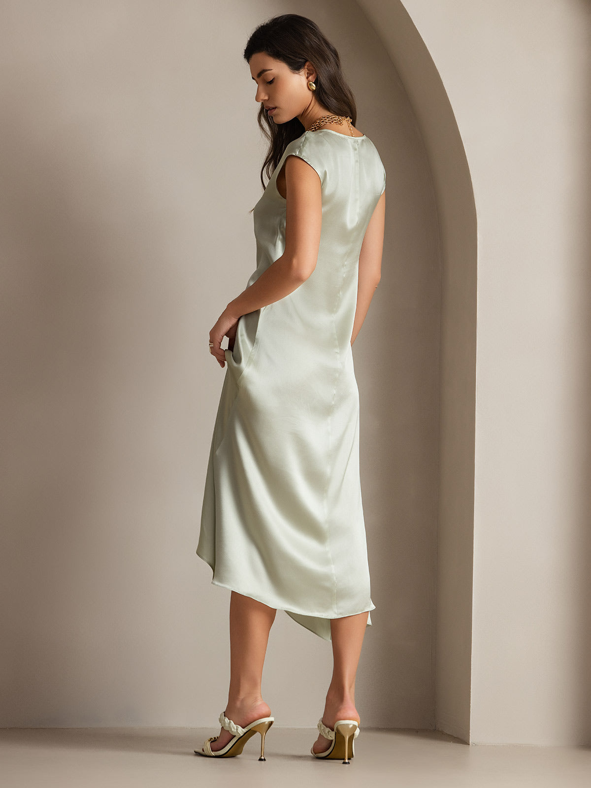 [Vaaleanvihreä] SilkSilky-FI 19Momme Dress 001