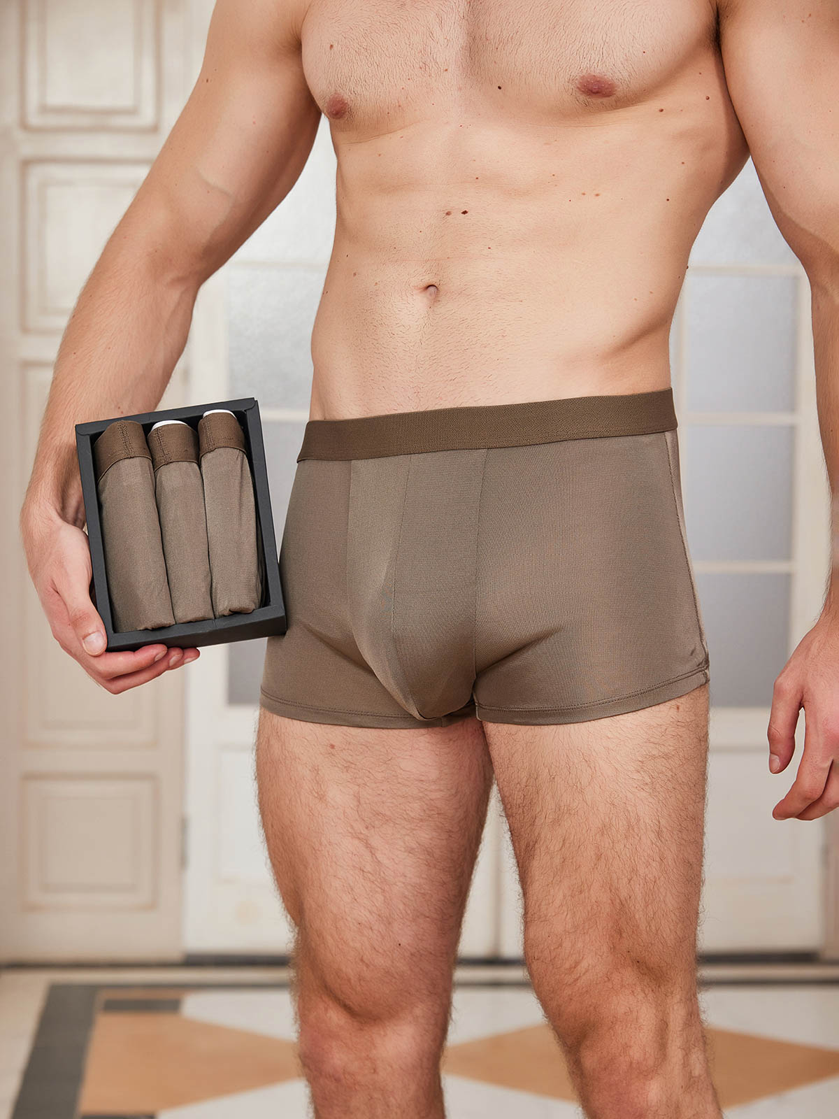 [Kahvi] SilkSilky-FI Mens Underwear 001