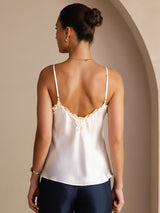 [Valkoinen] SilkSilky-FI Spaghetti Strap V Neck Camisole Top 002