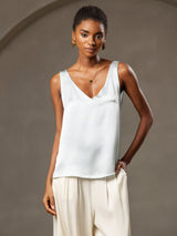[Vaaleansininen] SilkSilky-FI Sleeveless V Neck Camisole Top 001