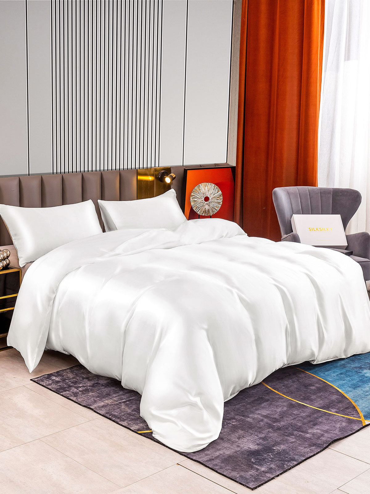 [Valkoinen] SilkSilky-FI 22Momme Bedding Set 002