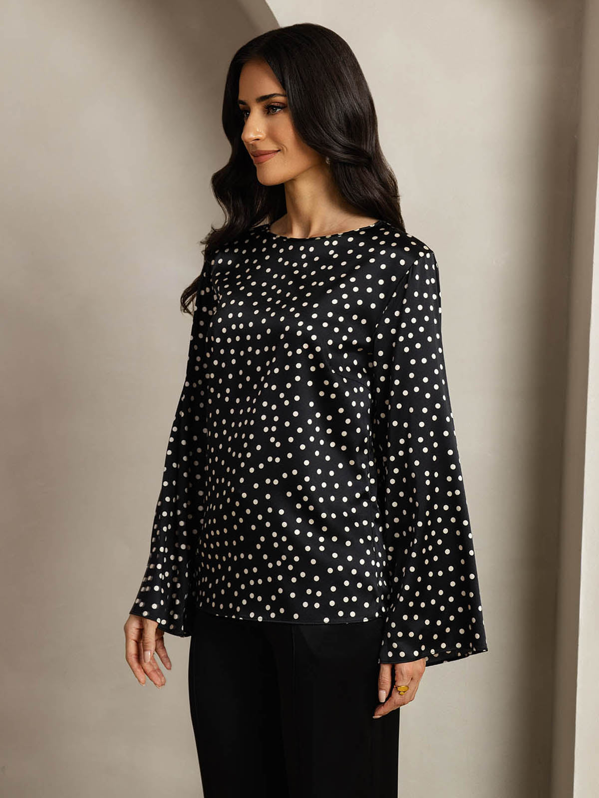 [Pilkkukuvio] SilkSilky-FI 19Momme Womens T-Shirt 004