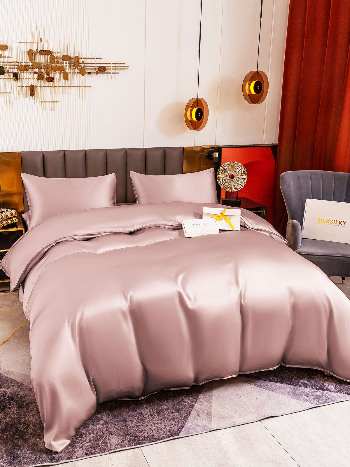[Vaalean Mauve] SilkSilky-FI 19Momme Bedding Set 001