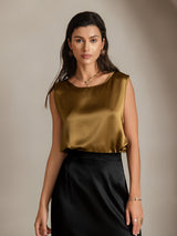 [Ruskea] SilkSilky-FI Sleeveless Round Neck Camisole Top 003