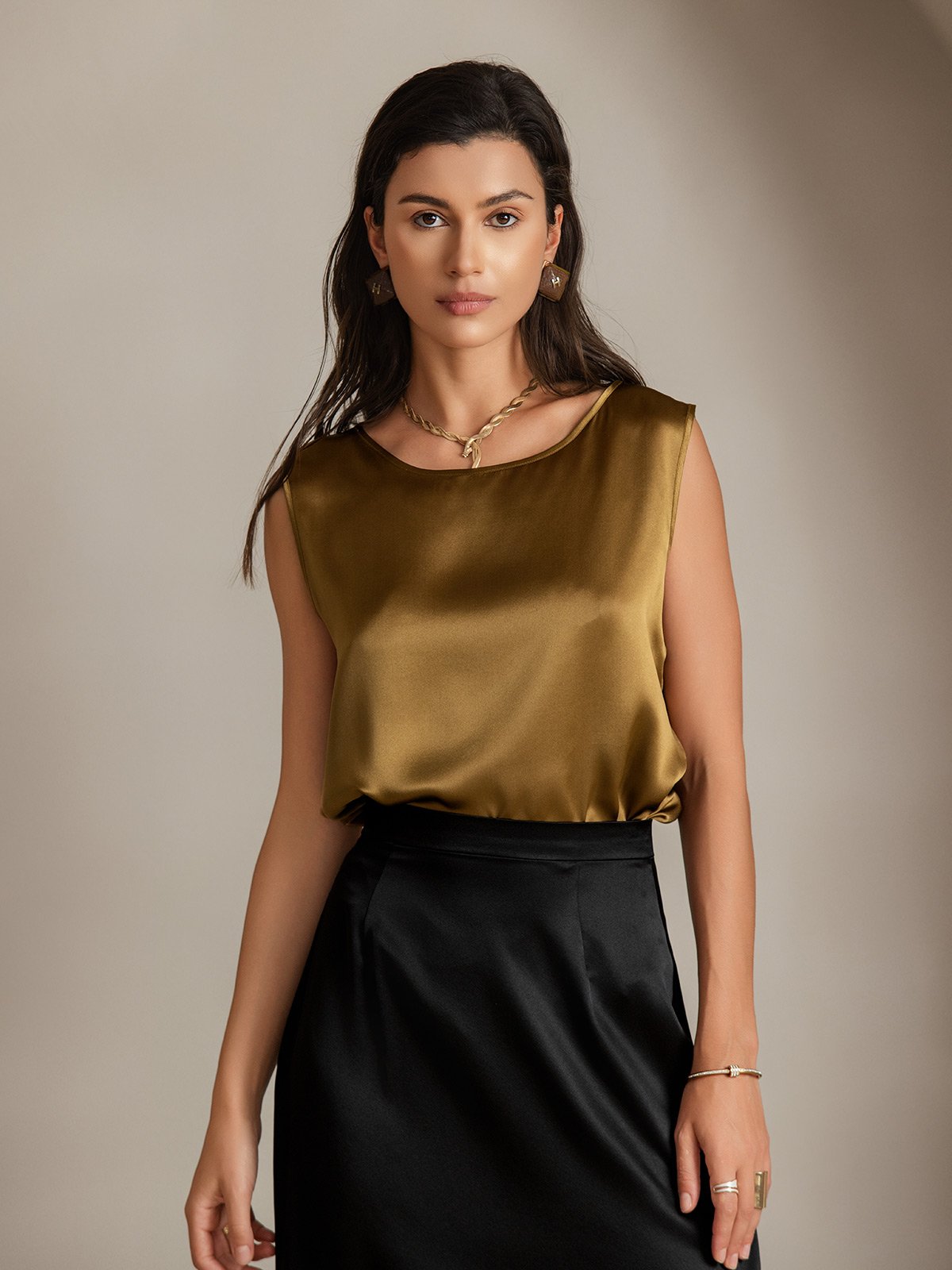 [Ruskea] SilkSilky-FI 19Momme Camisoles 003