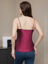 [Fuksia] SilkSilky-FI Spagettihihna V Pääntie Camisole Top 002