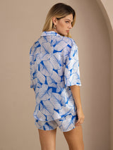 [Jäälehti] SilkSilky-FI Half Sleeve Lapel Collar Naisten Pyjamat 002