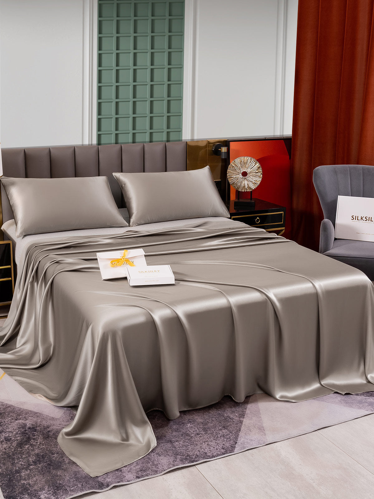 [Harmaa] SilkSilky-FI 25Momme Bedding Set 003