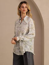 [Salvia Kukka] SilkSilky-FI Long Sleeve Lapel Collar Pusero 004