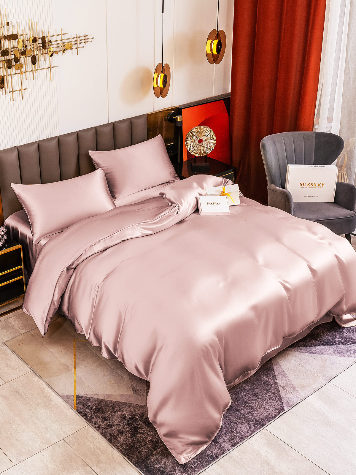 [Vaalean Mauve] SilkSilky-FI 19Momme Bedding Set 004
