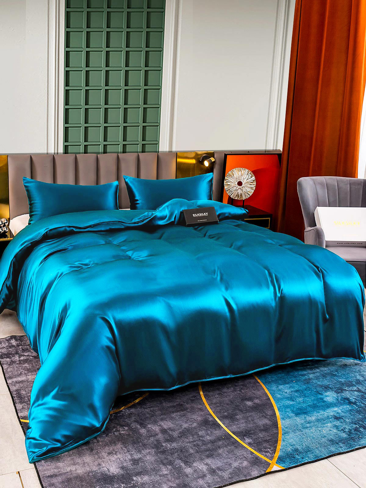 [Sinivihreä] SilkSilky-FI 25Momme Bedding Set 004
