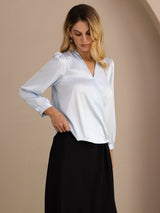 [Vaaleansininen] SilkSilky-FI Long Sleeve Wrap Naisten Puserot 003