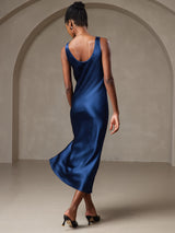 [Tummansininen] SilkSilky-FI Sleeveless Mekko 002