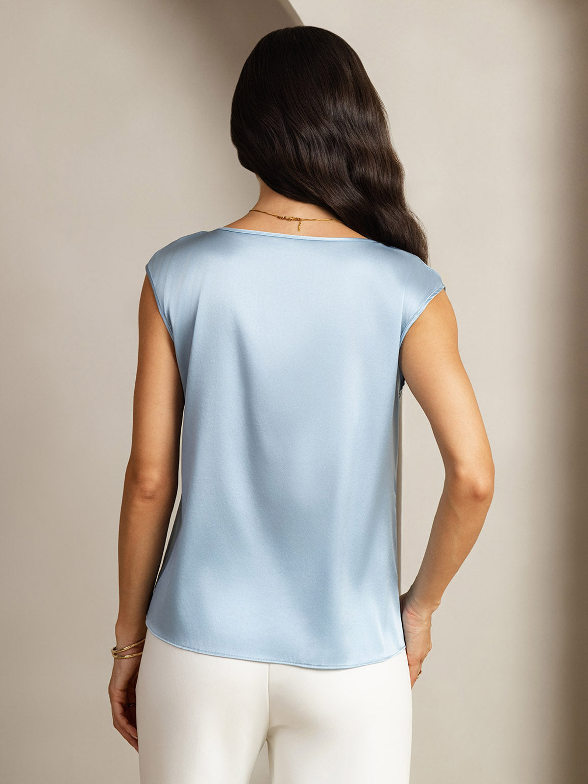 [Harmaansininen] SilkSilky-FI 19Momme Womens T-Shirt 002