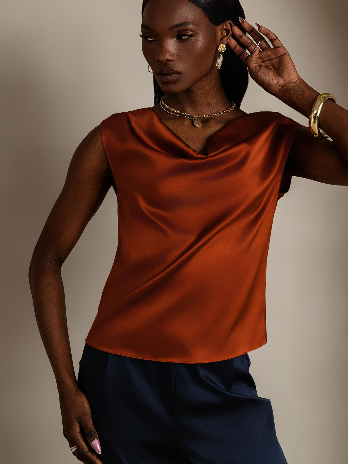 [Karamelli] SilkSilky-FI 19Momme Womens T-Shirt 006