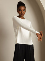 [Valkoinen] SilkSilky-FI Long Sleeve Crew Neck Naisten T-paita 007