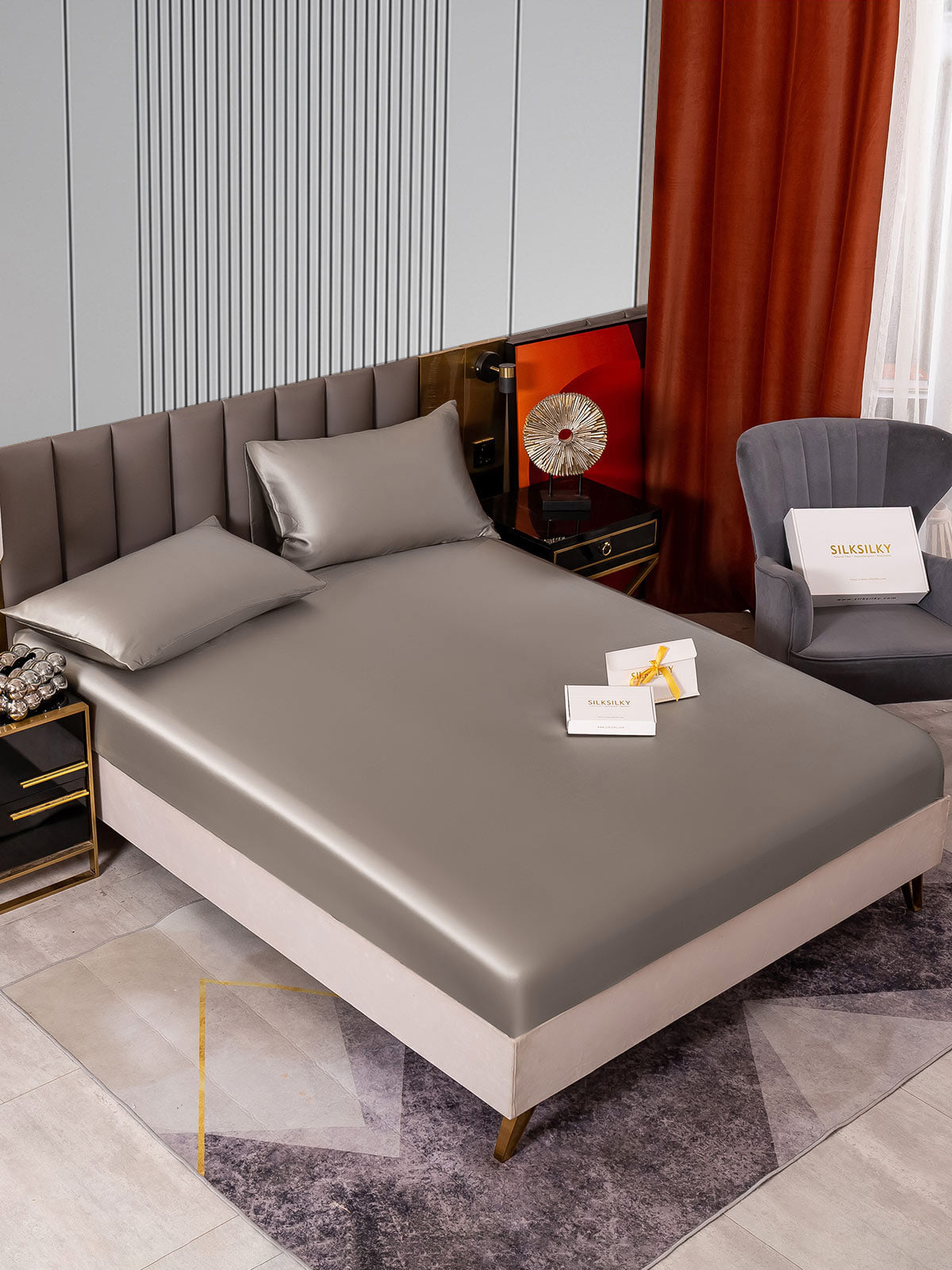 [Harmaa] SilkSilky-FI 22Momme Bedding Set 002