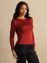 [Poltettu Tiili] SilkSilky-FI Long Sleeve Crew Neck Naisten T-paita 007