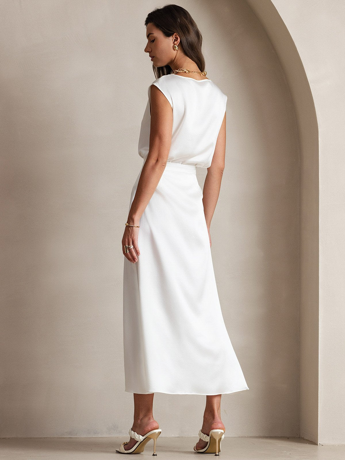 [Valkoinen] SilkSilky-FI 19Momme Silk Skirt 004