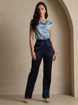 [Tummansininen] SilkSilky-FI 19Momme Silk Womens Pants 006
