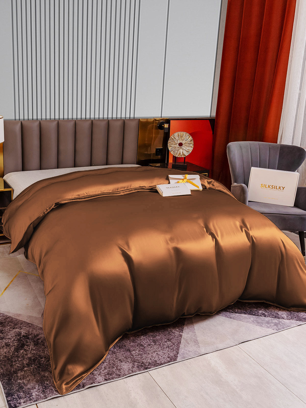 [Kahvi] SilkSilky-FI 22Momme Duvet Cover 003