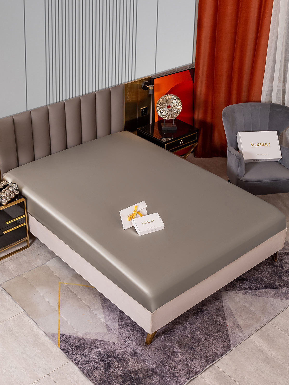 [Harmaa] SilkSilky-FI 22Momme Pure Silk Sheet 002