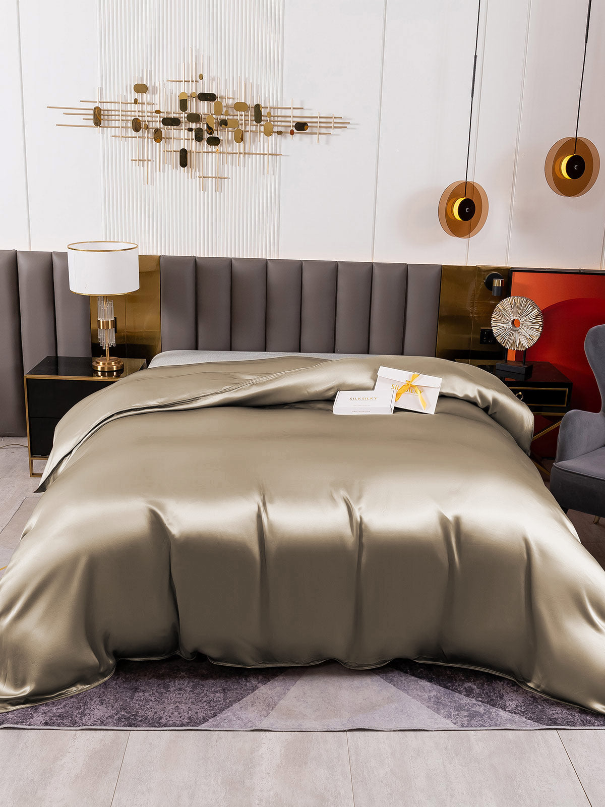 [Khaki] SilkSilky-FI 19Momme Duvet Cover 002