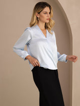[Vaaleansininen] SilkSilky-FI Long Sleeve Wrap Naisten Puserot 004