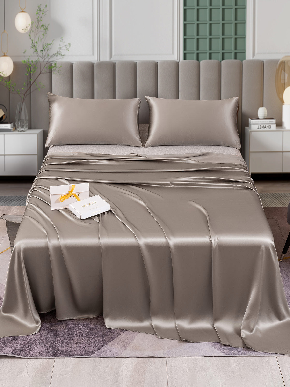 [Harmaa] SilkSilky-FI 25Momme Bedding Set 001