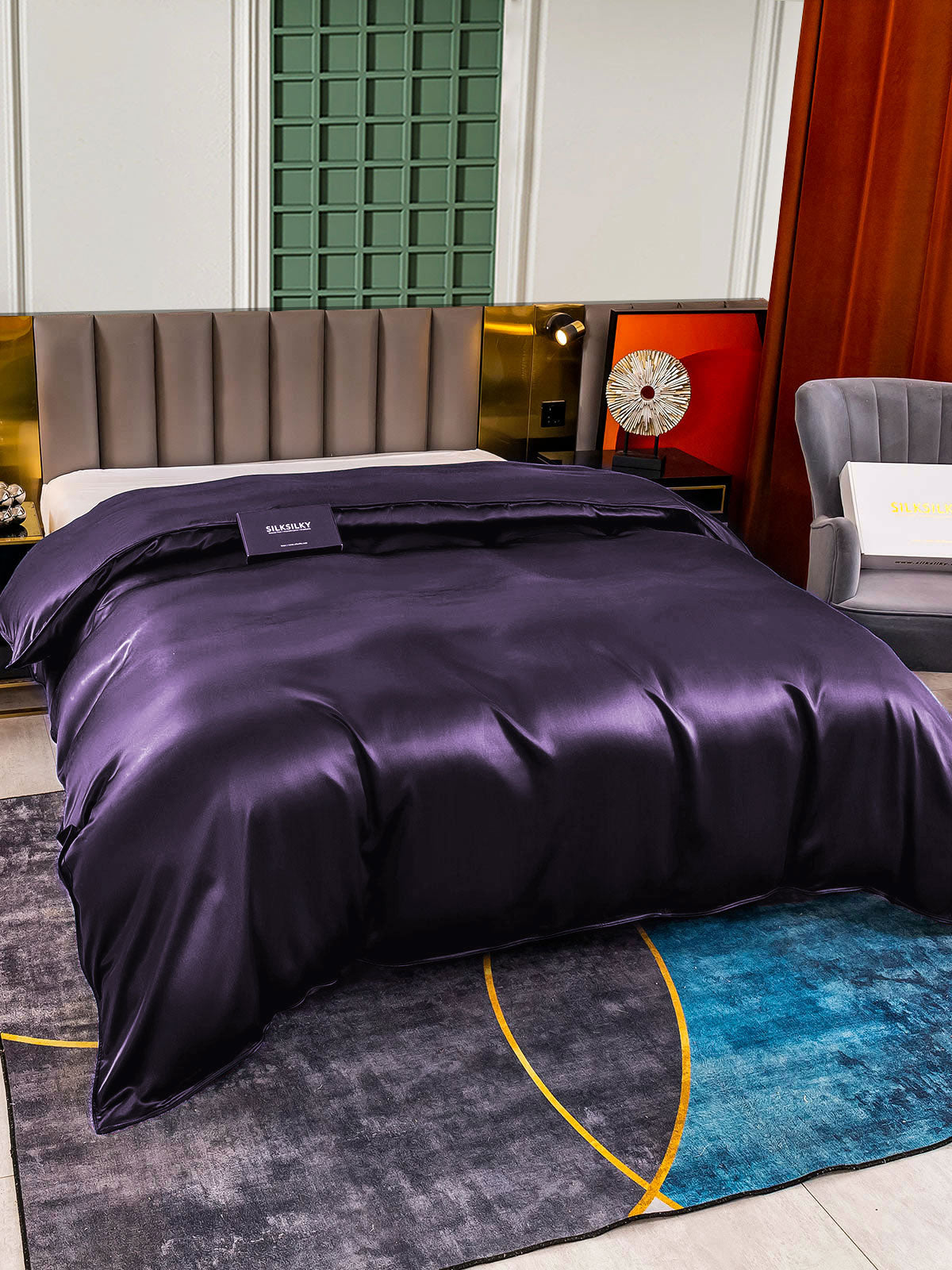 [Tumma Violetti] SilkSilky-FI 25Momme Duvet Cover 003
