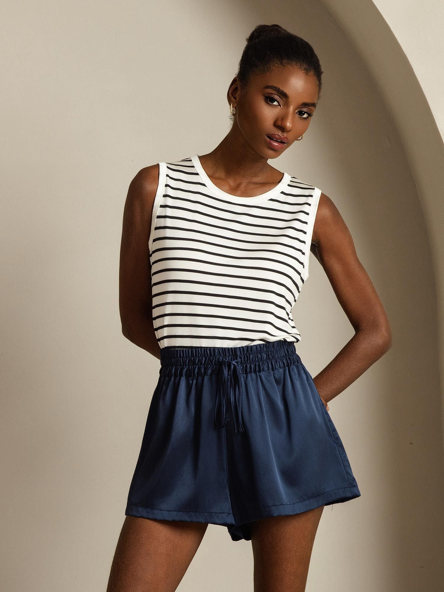 [Valkoinen Raita] SilkSilky-FI Pure Silk Camisoles 007