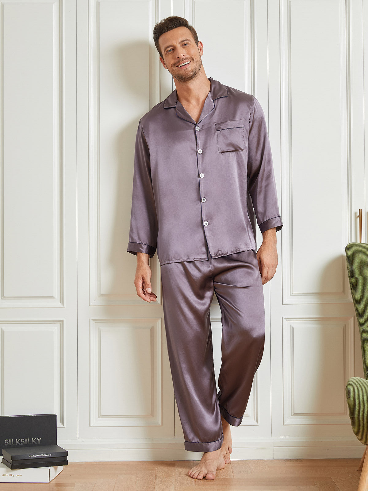 [Purppuranharmaa] SilkSilky-FI 19Momme Mens Pajamas 003