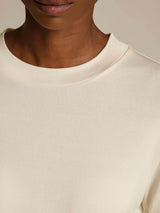 [Beige] SilkSilky-FI Half Sleeve Crew Neck Naisten T-paita 004