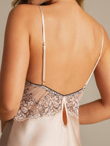 [Pinkki] SilkSilky-FI Spaghetti Strap Deep V Neck Yöpaita 004